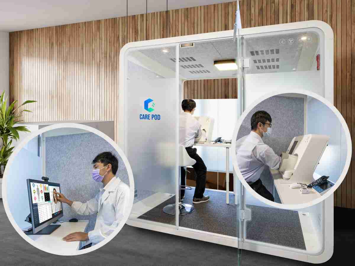 达擎于医疗科技展中展出＂远距诊疗舱＂，，以因应医疗数字化及社会高龄化趋势下、、、复诊及慢性病患等族群对于远距看诊需求逐渐升高所推出的创新整合方案。。。多功能合一、、、高隐私性的远距诊疗舱可根据病患端与医师端的不同需求，，，提供弹性化及客制化功能，，，节省医生和病患的精力及时间